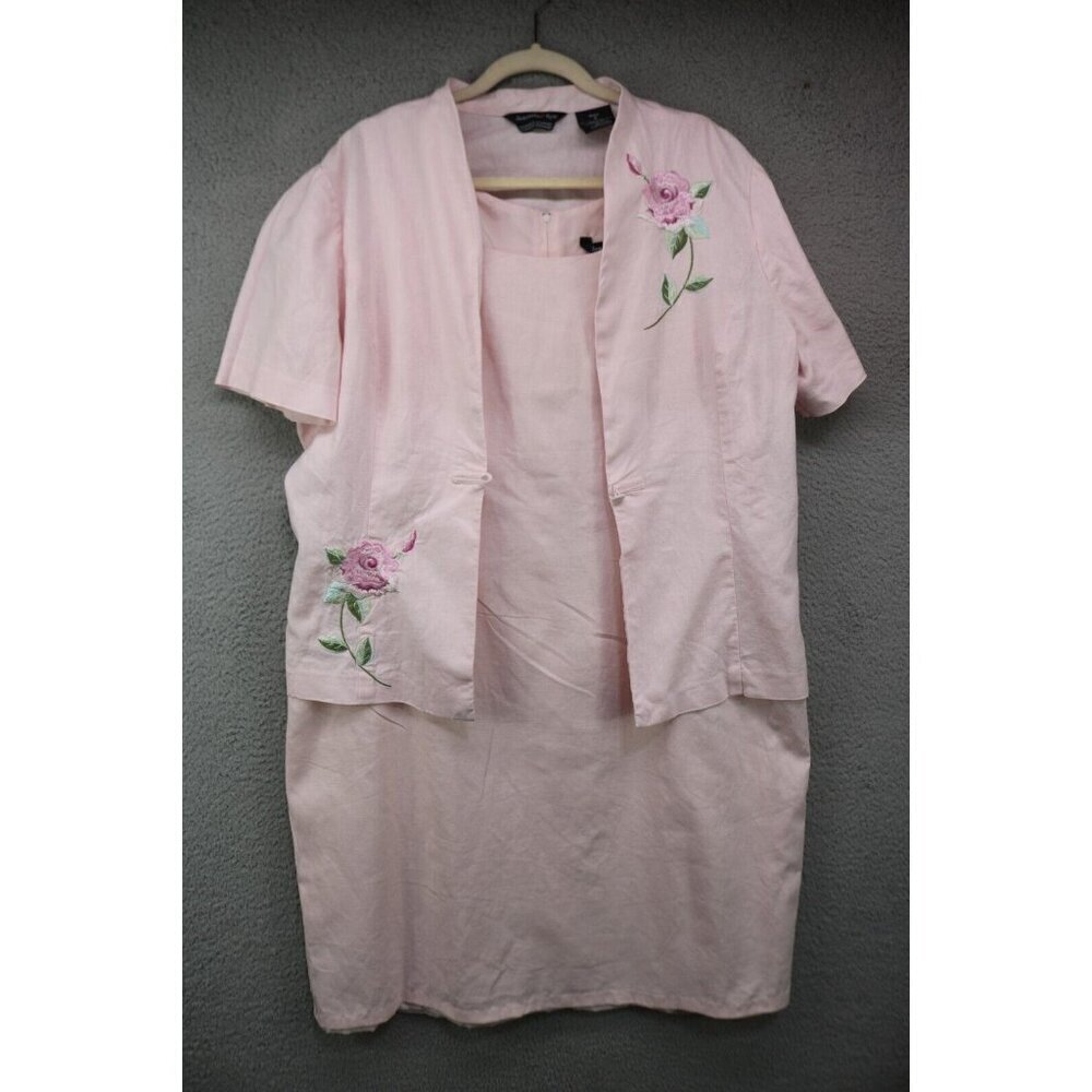 Samantha Rose Linen Blend Two-Piece Dress & Top-Size Missy 18-Embroidered